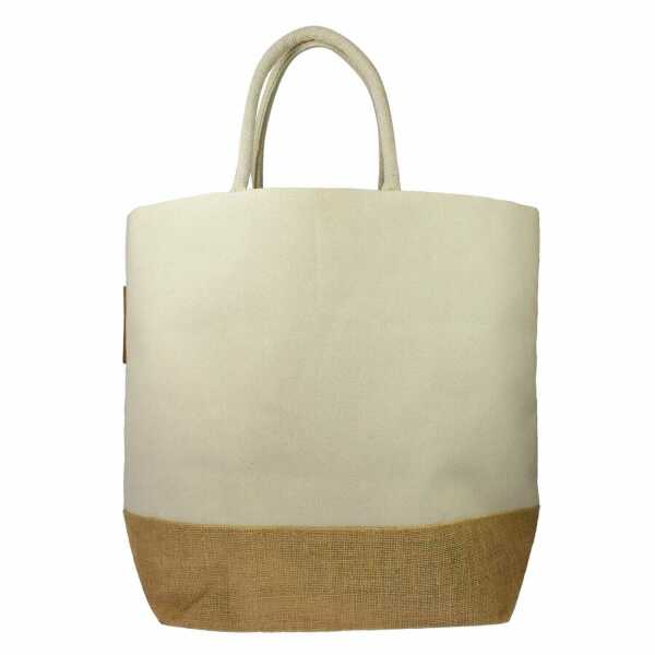 Katoenen shopper met jute bodem